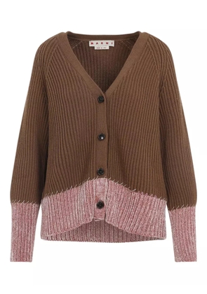 Marni ribbed v-neck cardigan - Brown