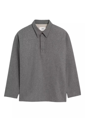 AMI Paris long-sleeved wool polo shirt - Grey