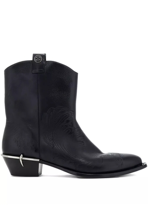 Roberto Cavalli Textano debossed-leather fang boots - Black