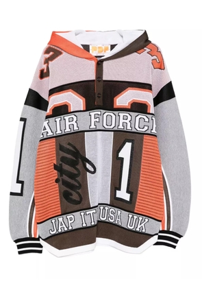 PDF panelled polo-collar hoodie - Orange