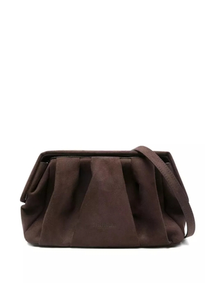 Themoirè gathered-detail clutch - Brown