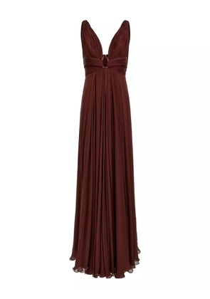 Roberto Cavalli pleated V-neck maxi dress - Brown