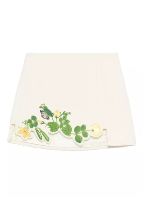 Vivetta floral-embroidered scalloped mini skirt - White