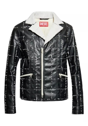 Diesel quilted panelled biker jacket - Black