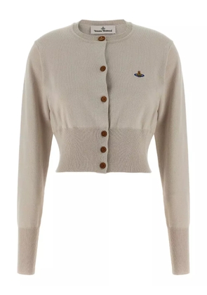 Vivienne Westwood embroidered-logo crop-length cardigan - Neutrals
