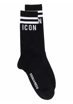 DSQUARED2 intarsia-knit logo socks - Black