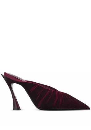 Mugler 95mm pleated pointed-toe heeled mules - Red