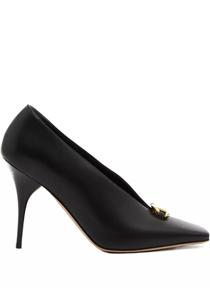 Valentino Garavani 100mm V-cut metal-detail pumps - Black