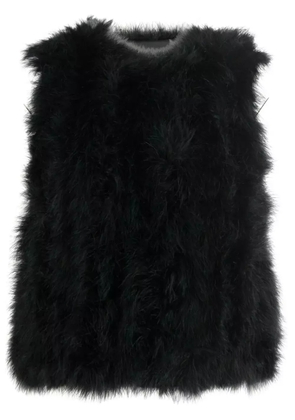 Yves Salomon silk feathered-finish waistcoat - Black
