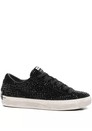 Crime London Distressed crystal-embellished sneakers - Black