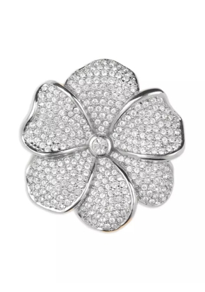 Christian Dior Pre-Owned 1980s flower-shape brooch - Silver