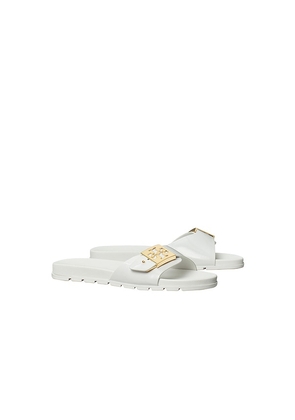 Tory Burch Buckle Slide in White. Size 10. Also in 11, 5, 6, 7, 8, 9.