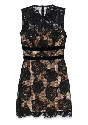 Self-Portrait bow-detail lace mini dress - Black