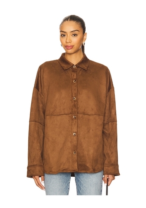 Tularosa Elyse Faux Suede Shacket in Brown. Size L. Also in M, S, XL, XS, XXS.