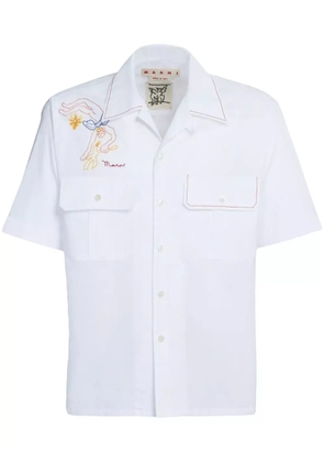 Marni embroidered-logo short-sleeve shirt - White