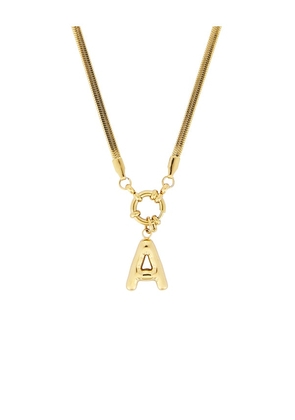 petit moments Bubble Initial Herringbone Necklace in Metallic Gold. Size A. Also in B, C, D, F, H, I, J, K, M, O, P, R, S, T.