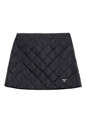 Prada quilted logo-plaque mini skirt - Black
