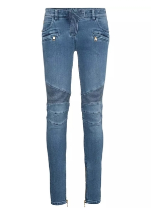Balmain Blue Moto Skinny Jeans