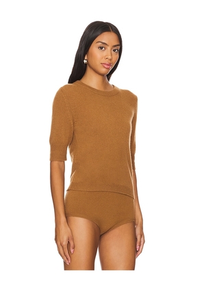 W. Cashmere Celina Short Sleeve Pullover in Tan. Size L. Also in M, S, XL, XS.
