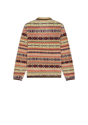 Polo Ralph Lauren Long Sleeve Printed Vintage Fleece Snap Mockneck Pullover in Brown. Size L. Also in M, XL/1X.