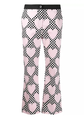 Love Moschino checkered straight-leg cropped trousers - Pink