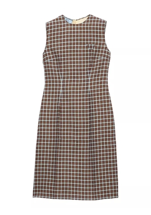 Prada checked-pattern midi dress - Brown