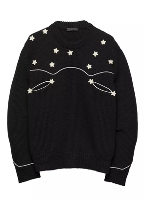 Prada star-embroidered ribbed knit sweater - Black