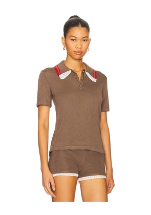 SIEDRES Yuan Polo Top in Brown. Size L. Also in M, S, XS.