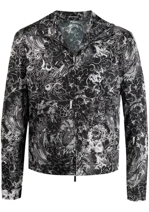 Emporio Armani abstract-print hooded jacket - Black