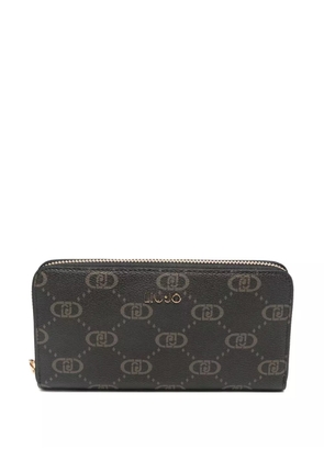 LIU JO logo-pattern zip-around wallet - Black
