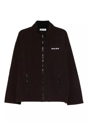 Miu Miu zip-up fleece sweatshirt - Brown