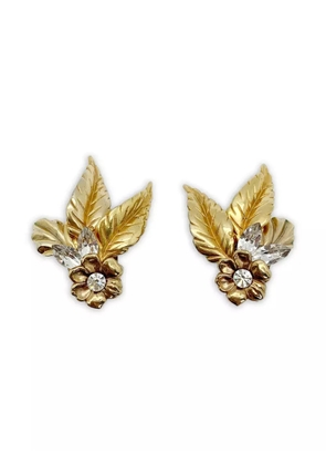 Jennifer Gibson Jewellery 1950s Crystal Leaf earrings - Gold
