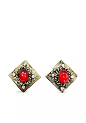 Jennifer Gibson Jewellery 1980s Silver Ruby Plaque earrings