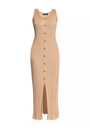 Versace ribbed button-down midi dress - Neutrals