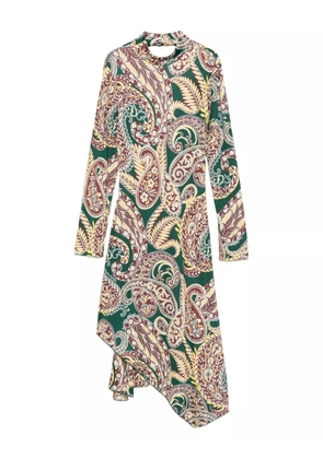 ETRO paisley-print asymmetric midi dress - Green