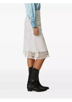TWINSET floral-lace midi skirt - White