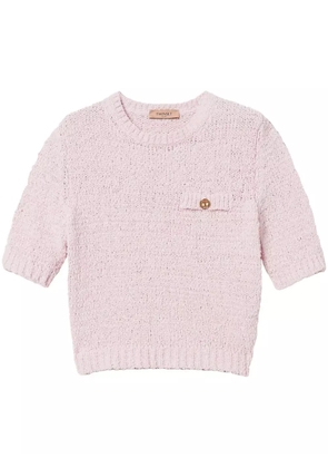 TWINSET Oval T button cropped jumper - Pink