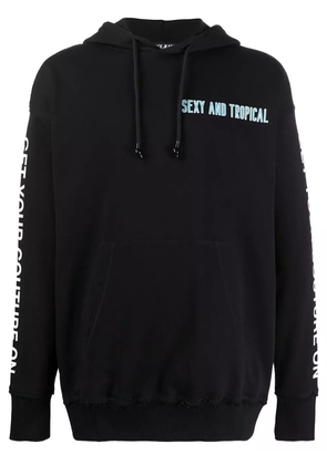 Versace Jeans Couture slogan drawstring hoodie - Black