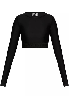 Versace Jeans Couture logo-hem cropped top - Black