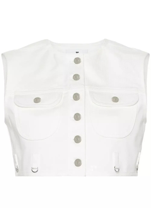 Courrèges cropped denim vest - White