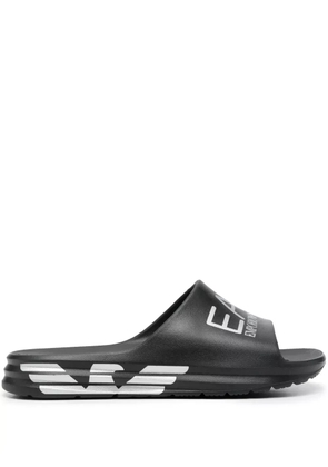 Ea7 Emporio Armani logo-print slip-on slides - Black