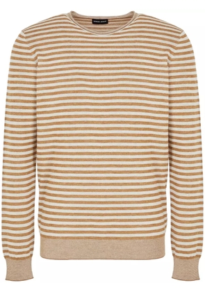 Giorgio Armani striped crew-neck jumper - Brown