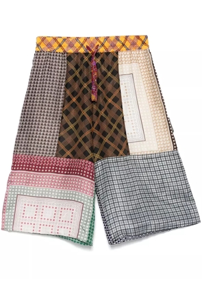 Marine Serre scarves silk shorts - Brown