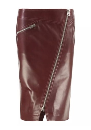 TOM FORD zip-pocket leather skirt - Red