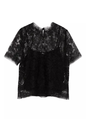 Ermanno Scervino floral-lace short-sleeve top - Black