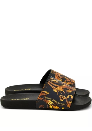 Versace Jeans Couture baroque-print slides - Black