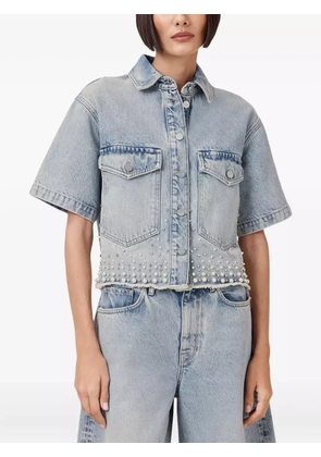 AllSaints pearl-embellished denim shirt - Blue