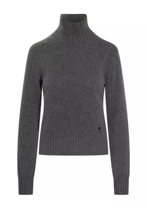 AMI Paris heart-embroidered turtleneck sweater - Grey