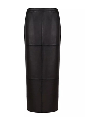 P.A.R.O.S.H. leather panelled straight skirt - Brown