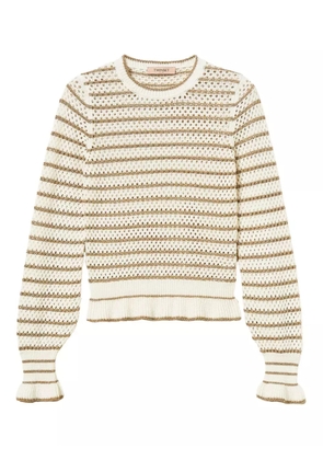 TWINSET lurex-striped fishnet jumper - White